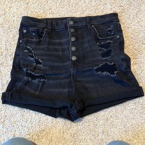 American Eagle Distressed black jean shorts